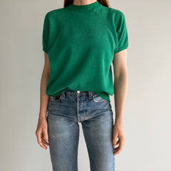 1970s Exceptionally Soft and Worn Faded Green Warm Up