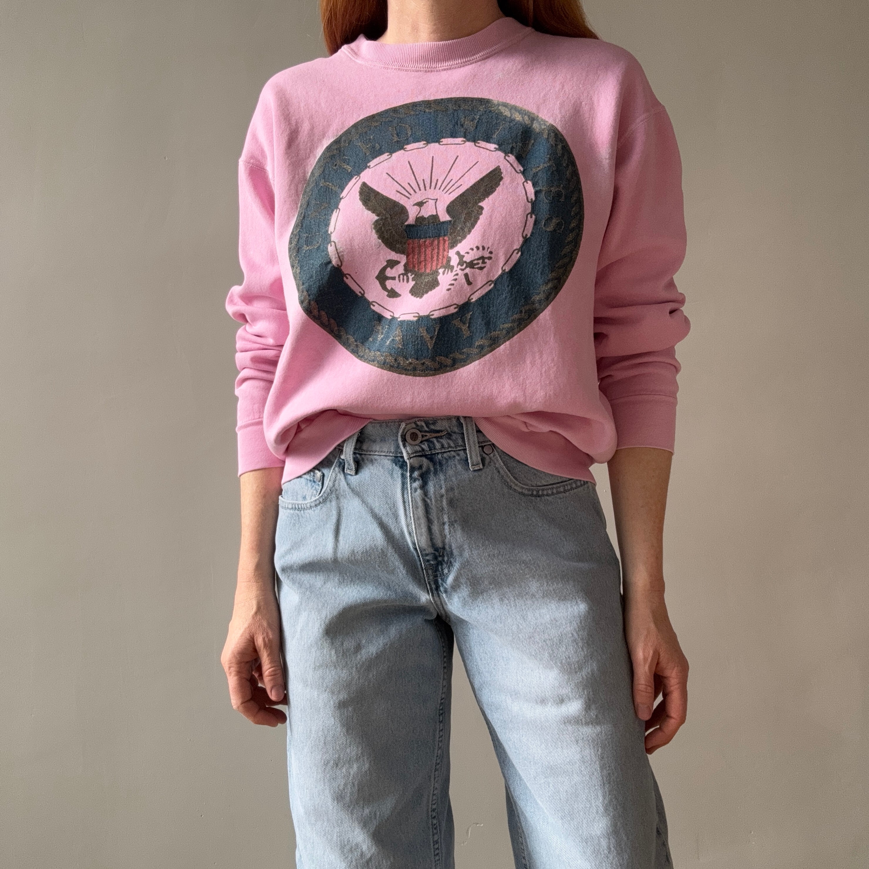 1990s United States Navy Re-Dyed Pink Sweatshirt