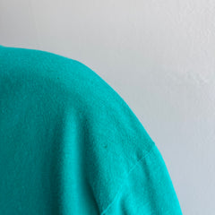 1980s Teal Cotton Long Sleeve T-Shirt by Hanes Beefy-T