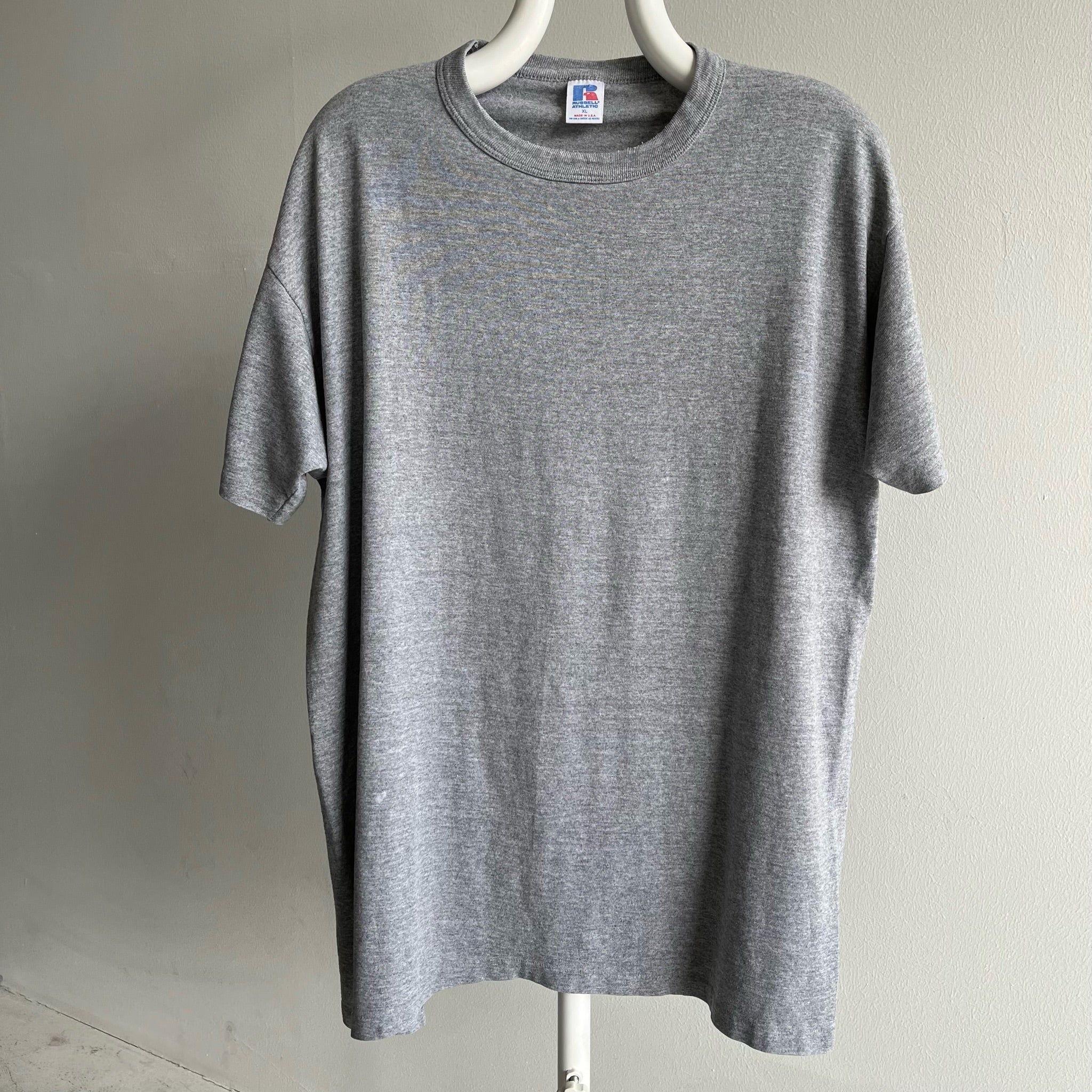 1980/90s Blank Grey Col Roulé Russell Brand T-SHIRT - Mince et Rêveur