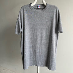 1980/90s Blank Gray Rolled Neck Russell Brand T-SHirt - Thin and Dreamy