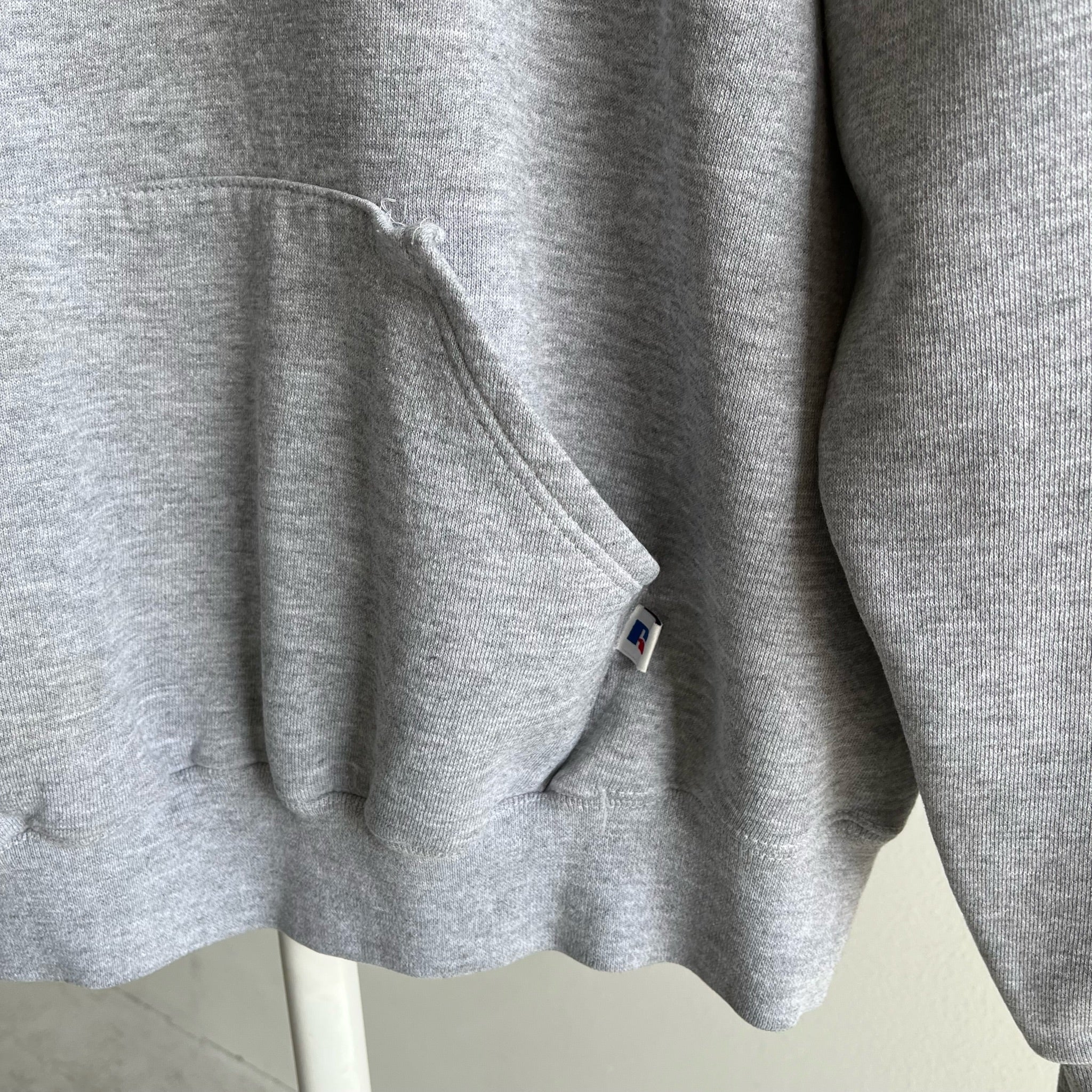 1990s USA Made Russell Brand Lightly Beat Up Gray Hoodie