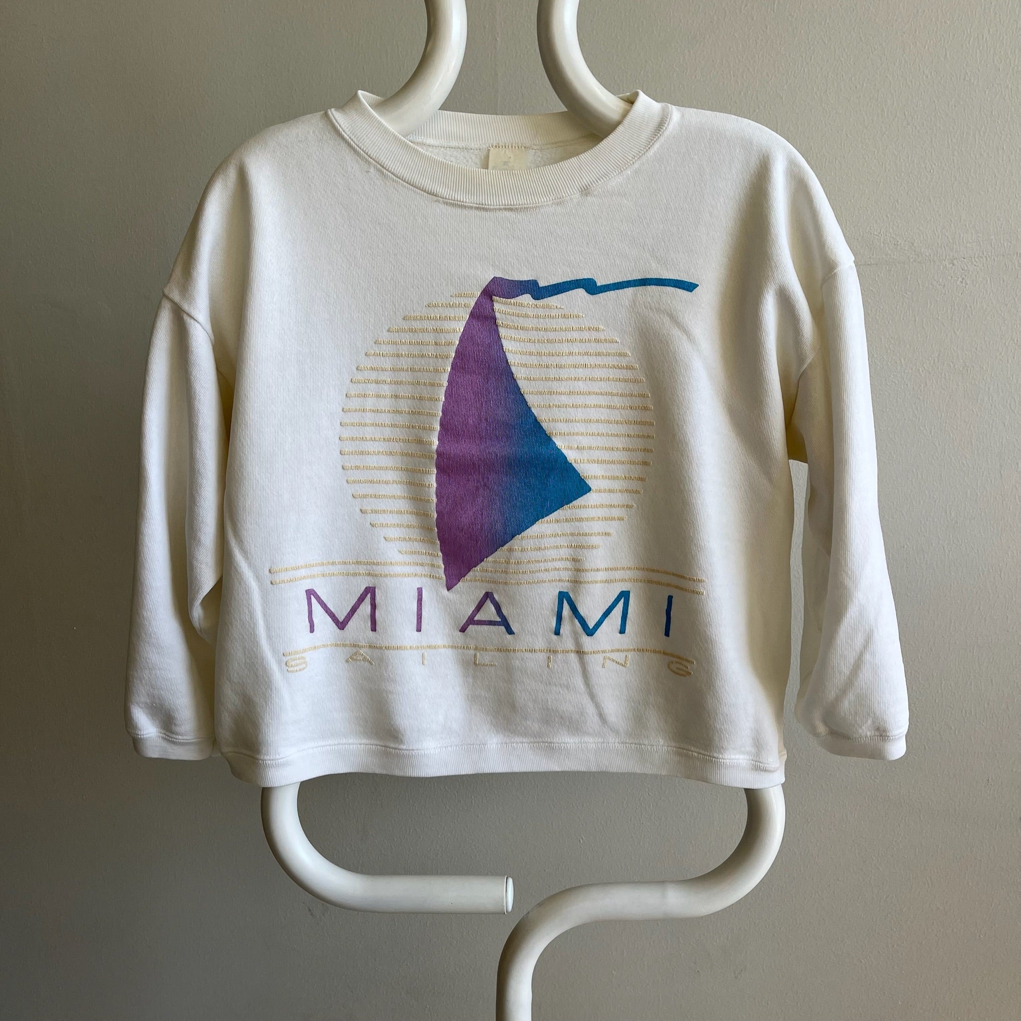 1980s Miami Crop Top 1/2 Sleeve Sweatshirt