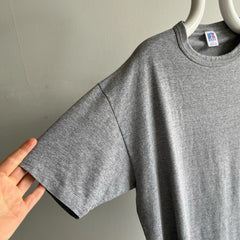 1980/90s Blank Gray Rolled Neck Russell Brand T-SHirt - Thin and Dreamy