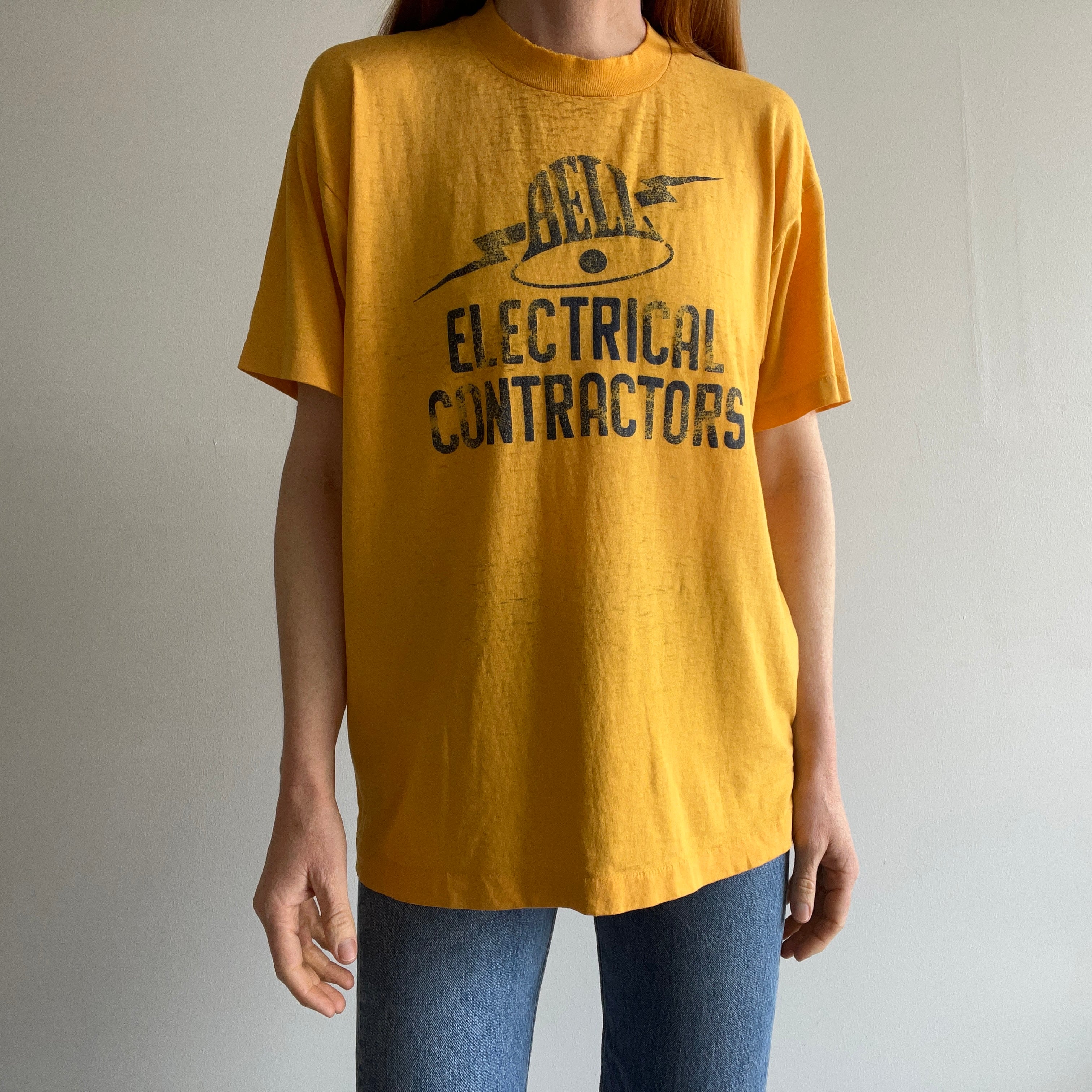 1980/90s Tissue Paper Thin/Threadbare Bell Electrical Contractors T-Shirt