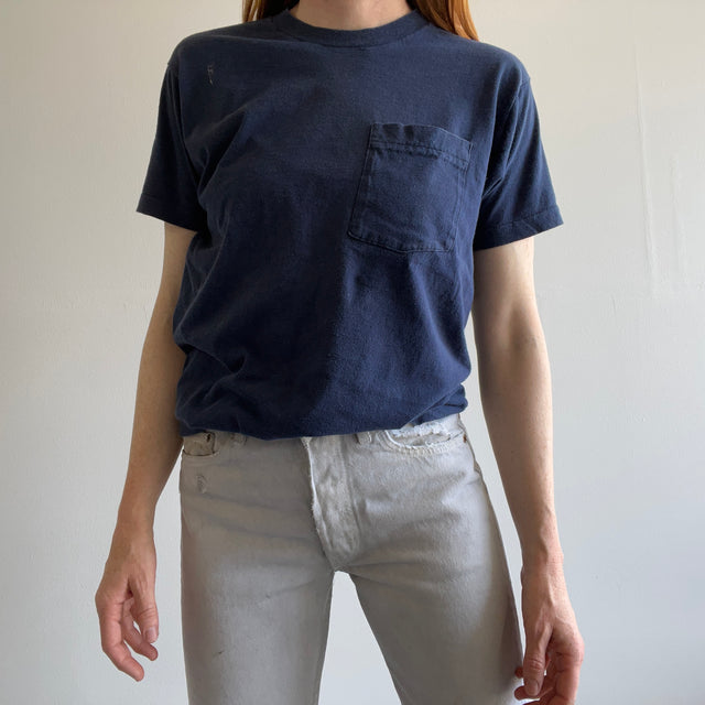 1980s Blank Navy Pocket T-Shirt by FOTL