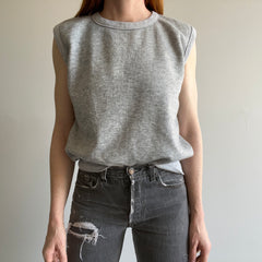 1980s Blank Grey Sweatshirt Muscle Tank - Gilet