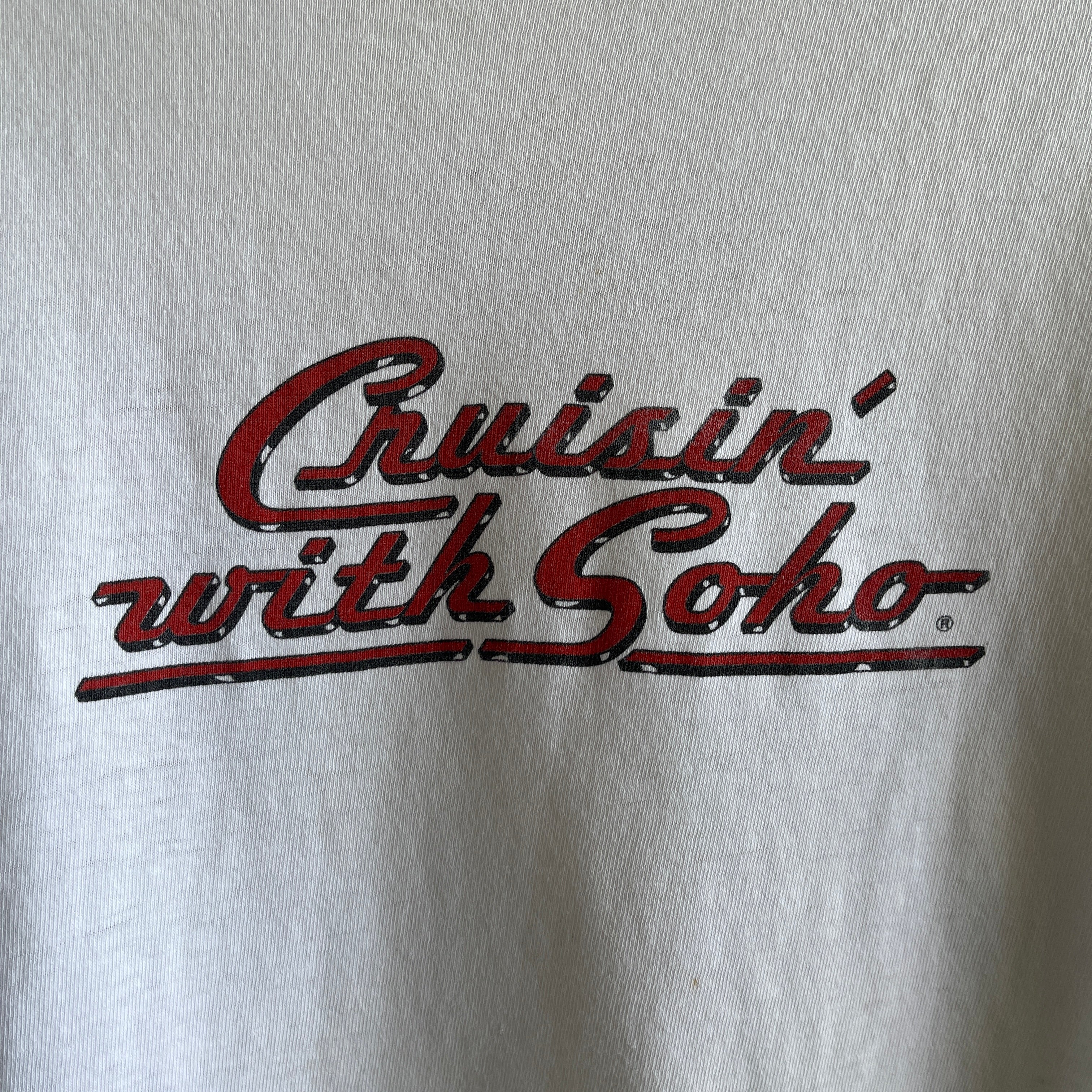 T-shirt avant et arrière Cruisin' w Soho Natural Soda des années 1980