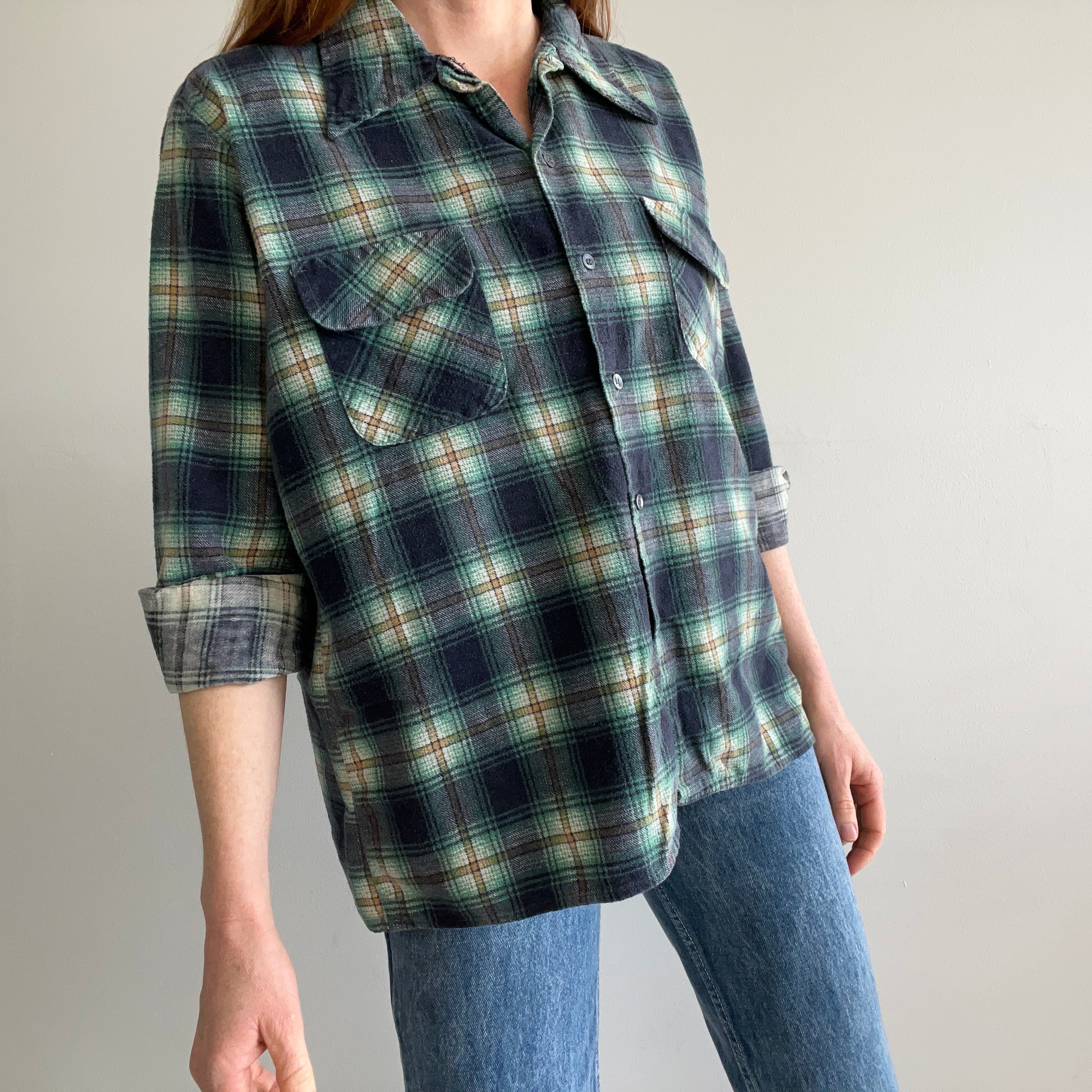 1970s AHM Lightweight Dark Green Flannel