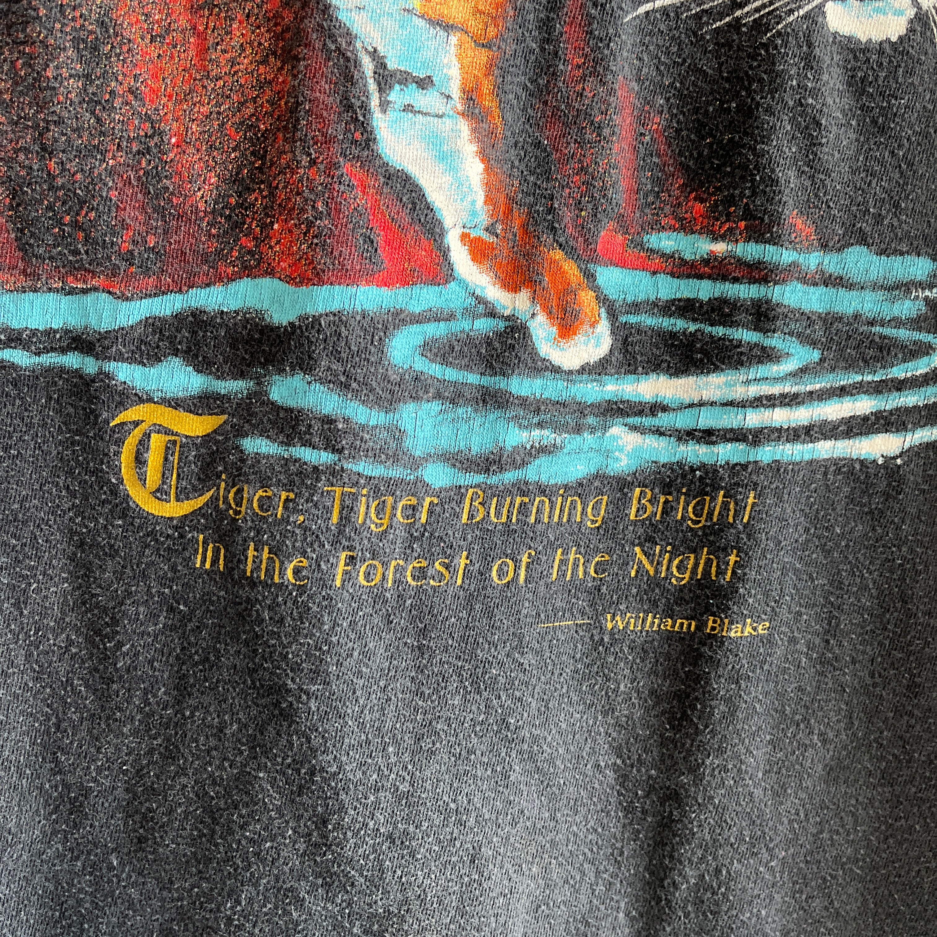 1990 Tiger Harlequin Tiger T-Shirt with A William Blake Quote - Magnificent!!!