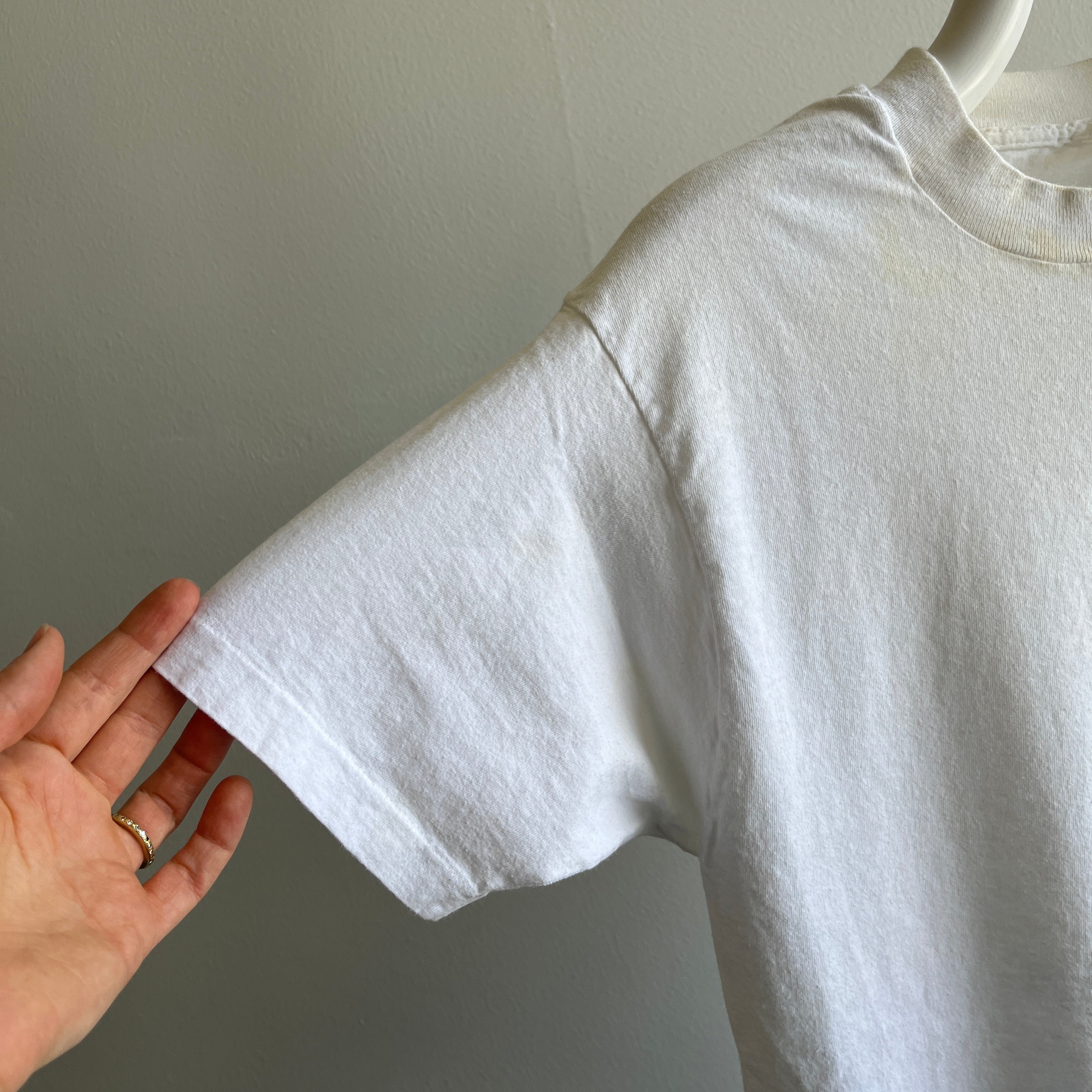 1980s Blank Aged White T-Shirt