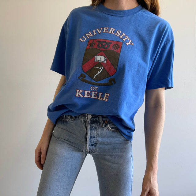 T-shirt fabriqué aux États-Unis en coton de l'Université de Keele des années 1990