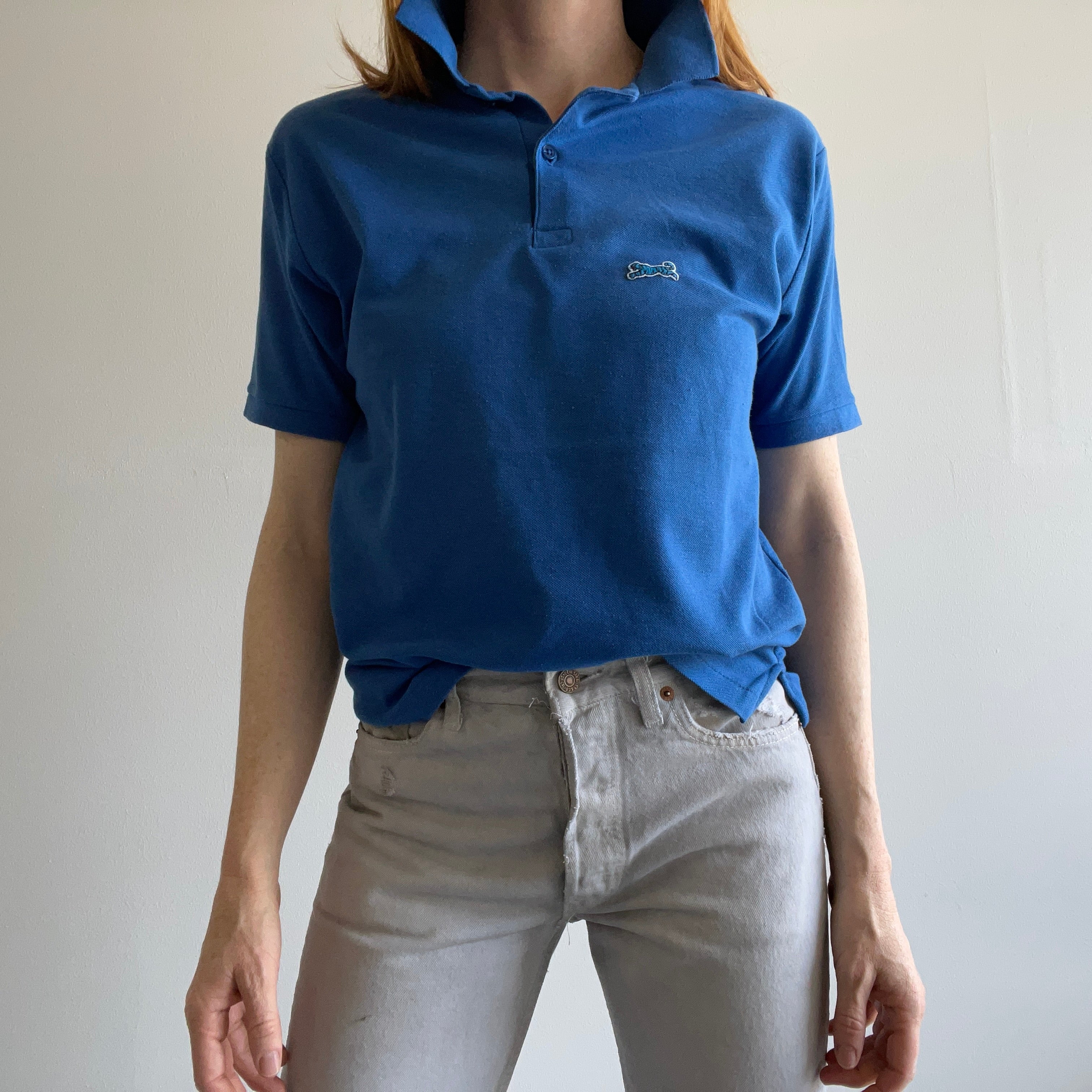 1980s Le Tigre Bright Blue Polo T-Shirt - USA MADE