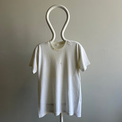 T-shirt blanc vierge des années 1980 avec entaille