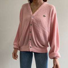 Cardigan Izod rose pâle des années 1980 avec coloration