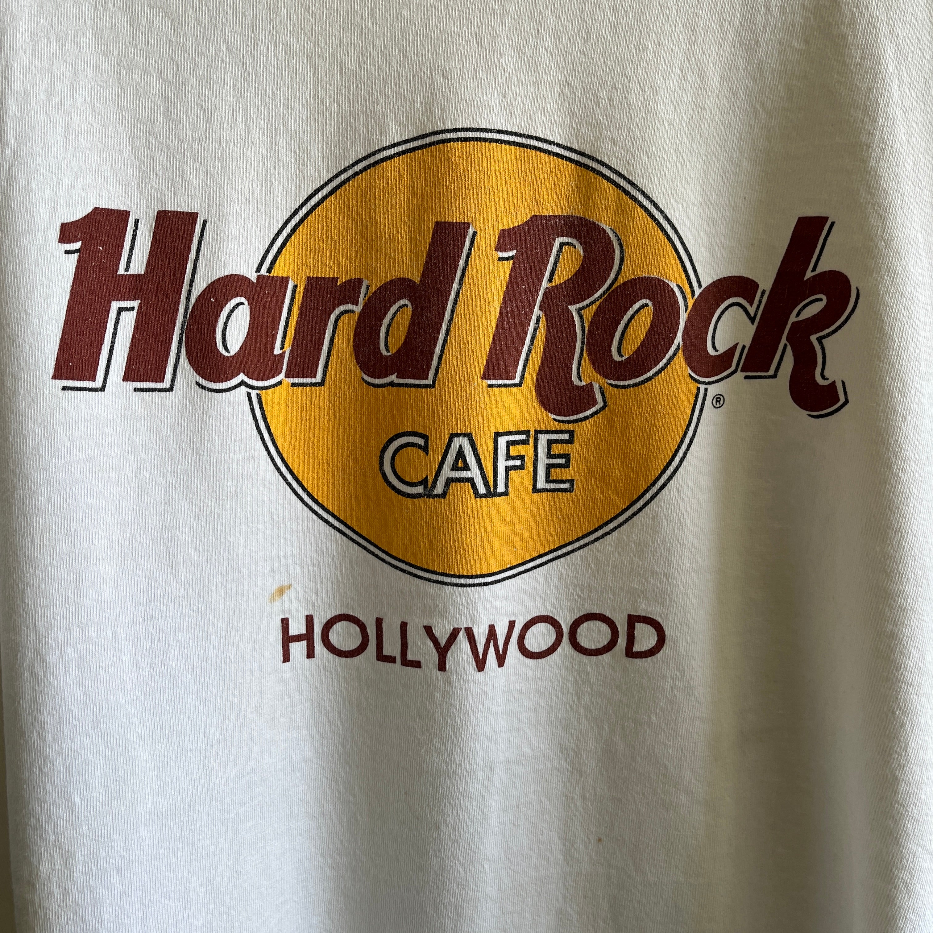 1990s Hard Rock Hollywood Soft Worn White T-Shirt