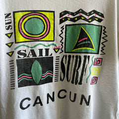 T-shirt touristique doux et souple Cancun des années 1980