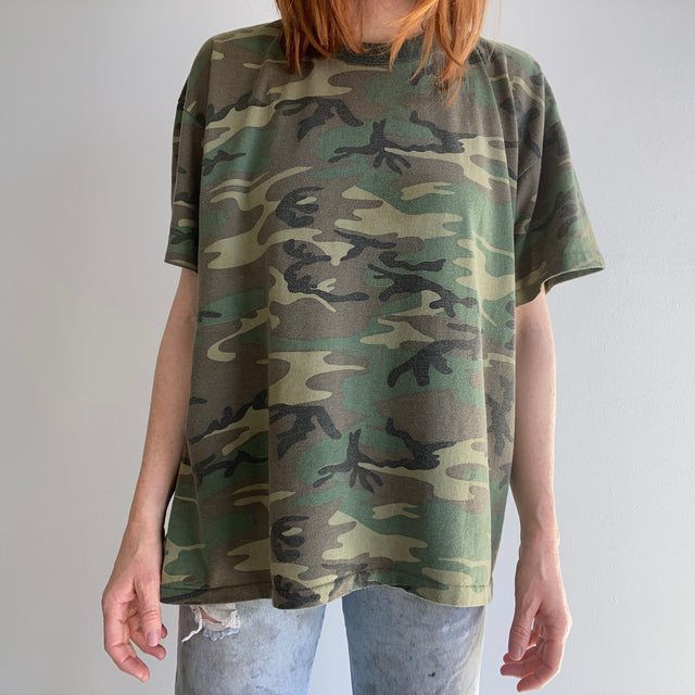 T-shirt camouflage surdimensionné fin des années 1980/90