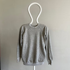 1980s Soft, Slouchy, Stained Blank Gray Raglan