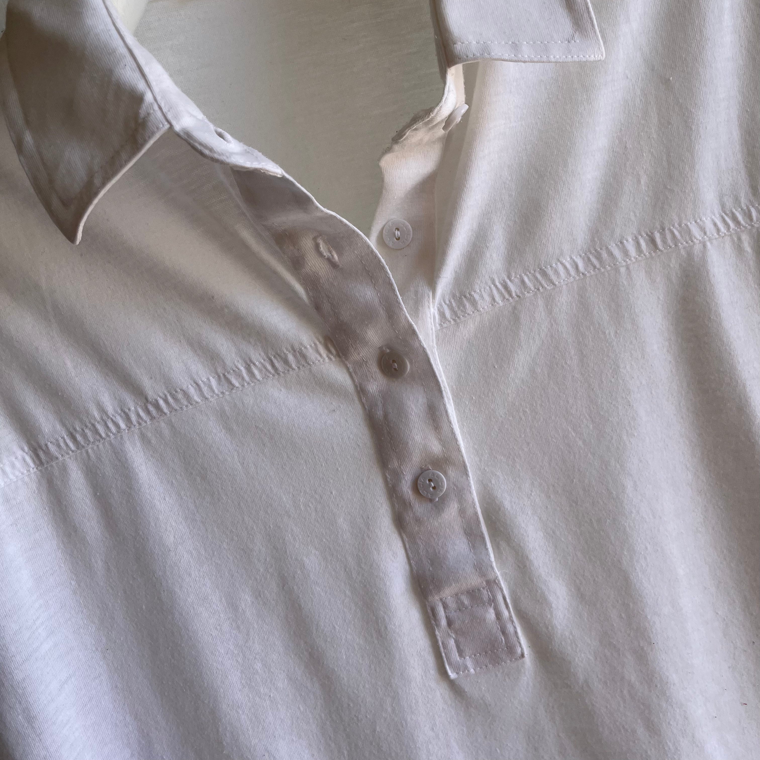 T-shirt à col blanc doux des années 1980 GG