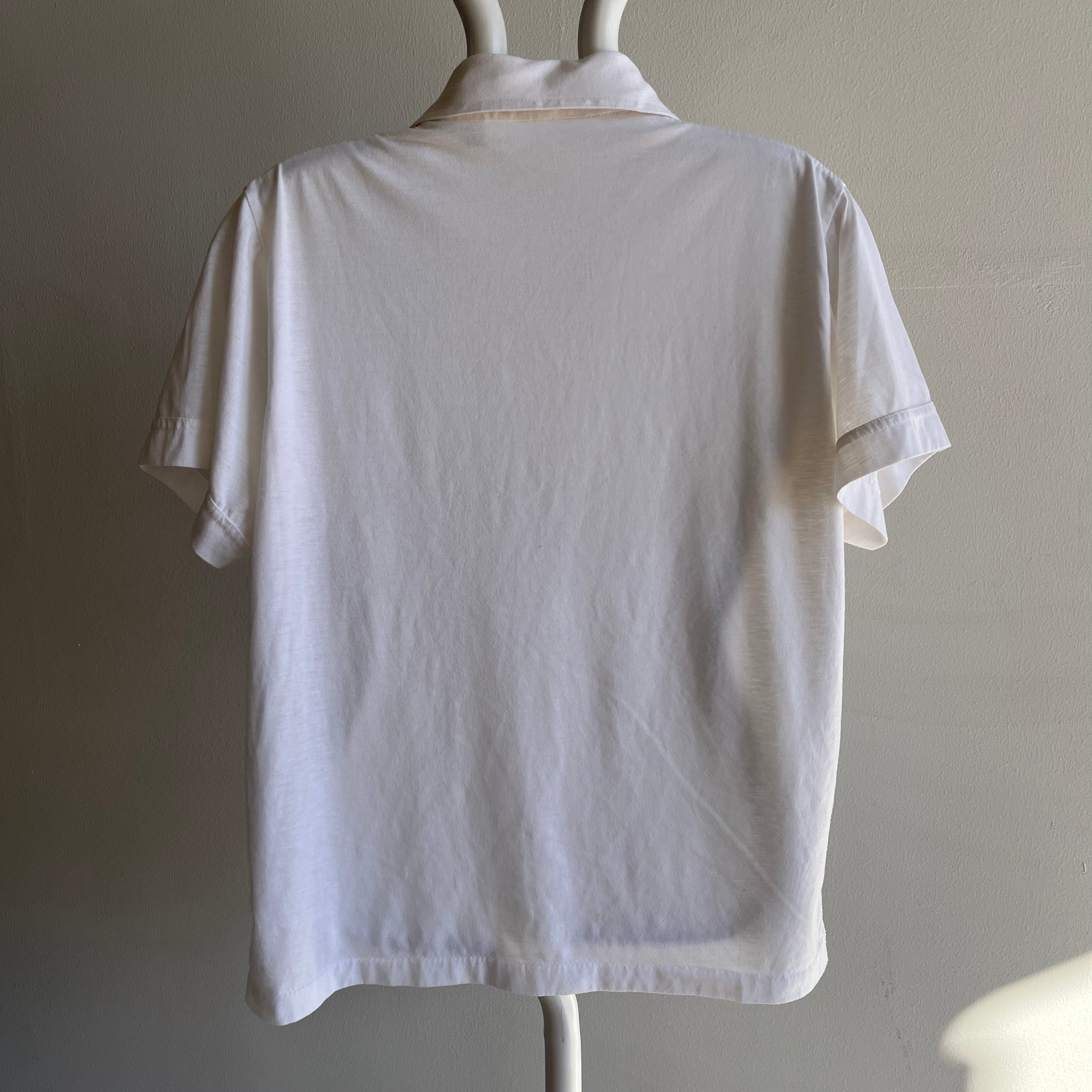 T-shirt à col blanc doux des années 1980 GG