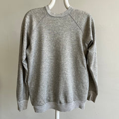 1980s Soft, Slouchy, Stained Blank Grey Raglan