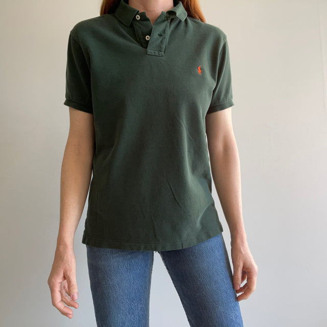 Polo Ralph Lauren vert foncé délavé des années 1990/2000