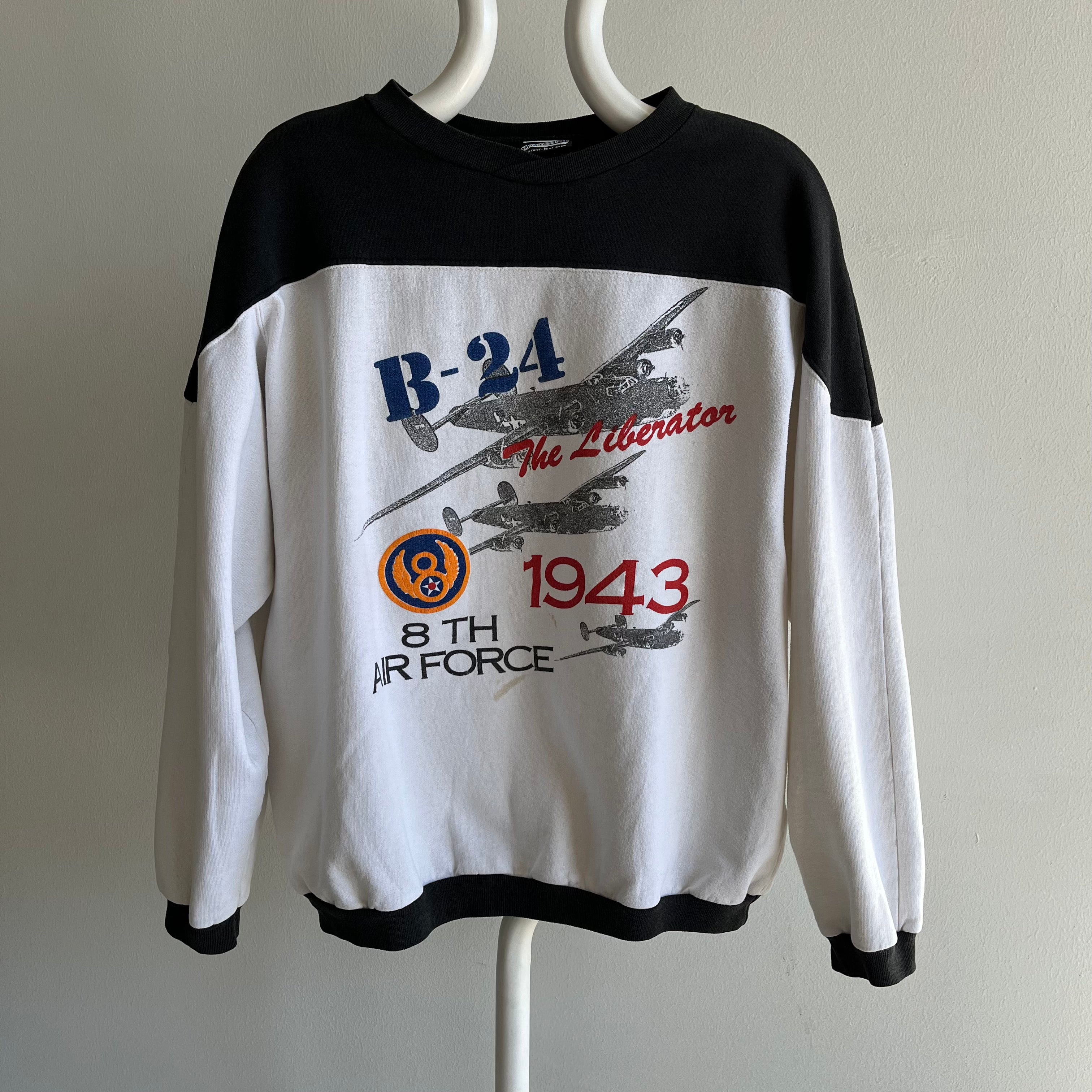 GG 1980s B-24 The Liberator 8th Air Force Stained Color Block Sweatshirt