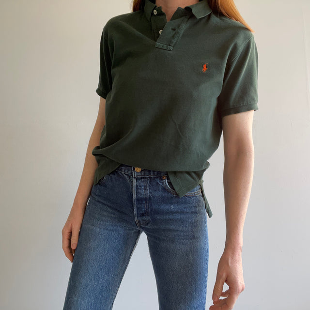 Polo Ralph Lauren vert foncé délavé des années 1990/2000