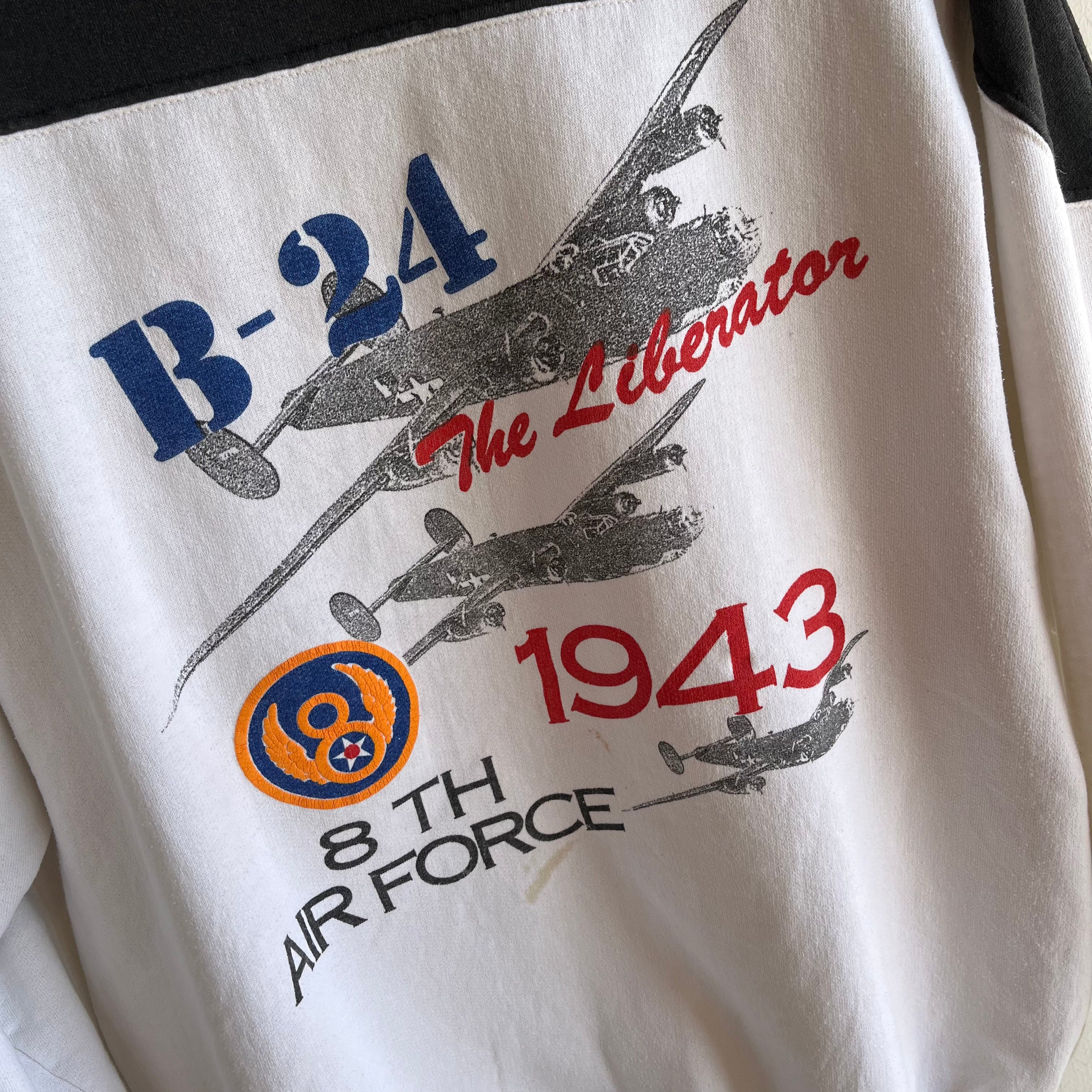 GG 1980s B-24 The Liberator 8th Air Force Stained Color Block Sweatshirt