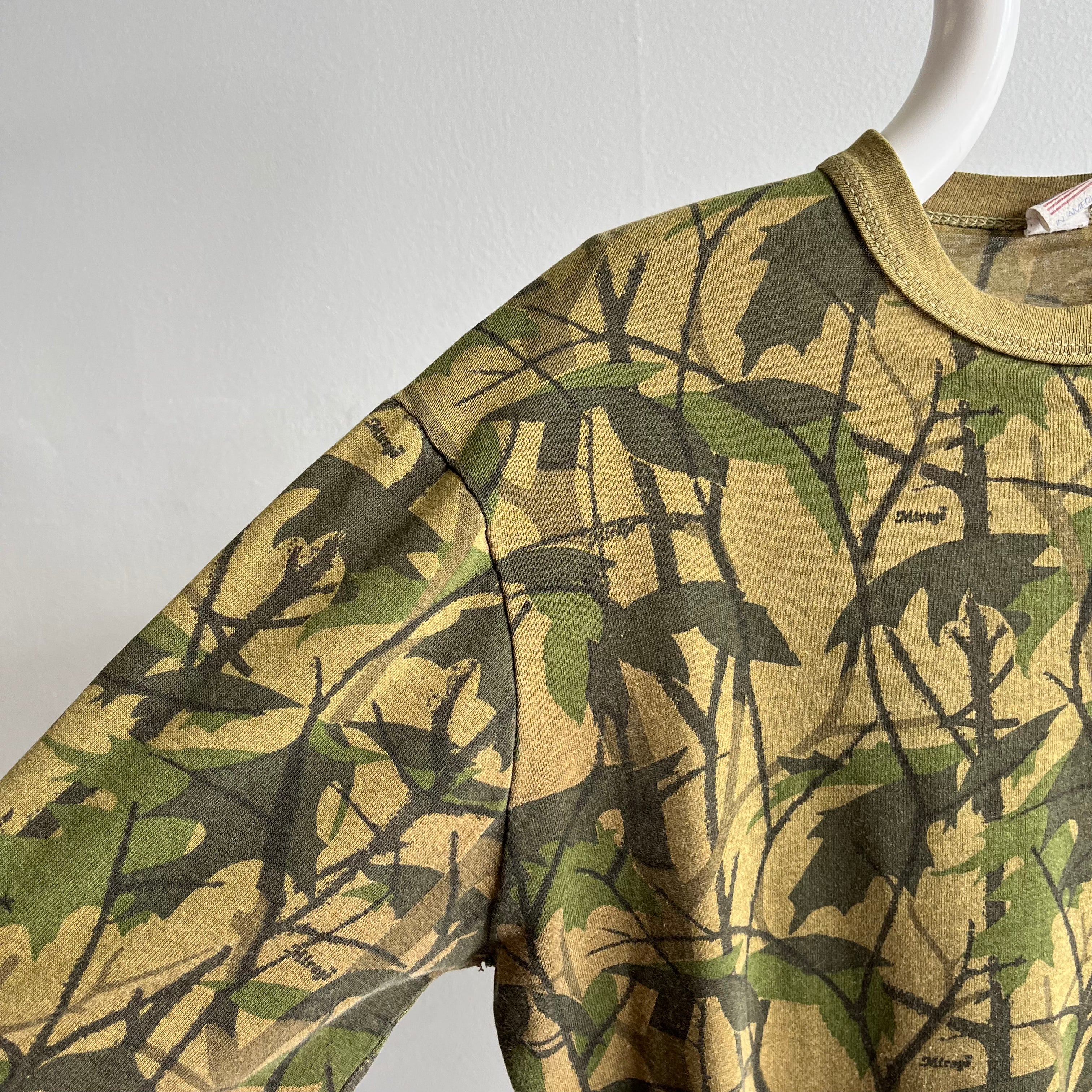 1980s Long Sleeve Bark/Tree Camo Soft and Slouchy T-Shirt