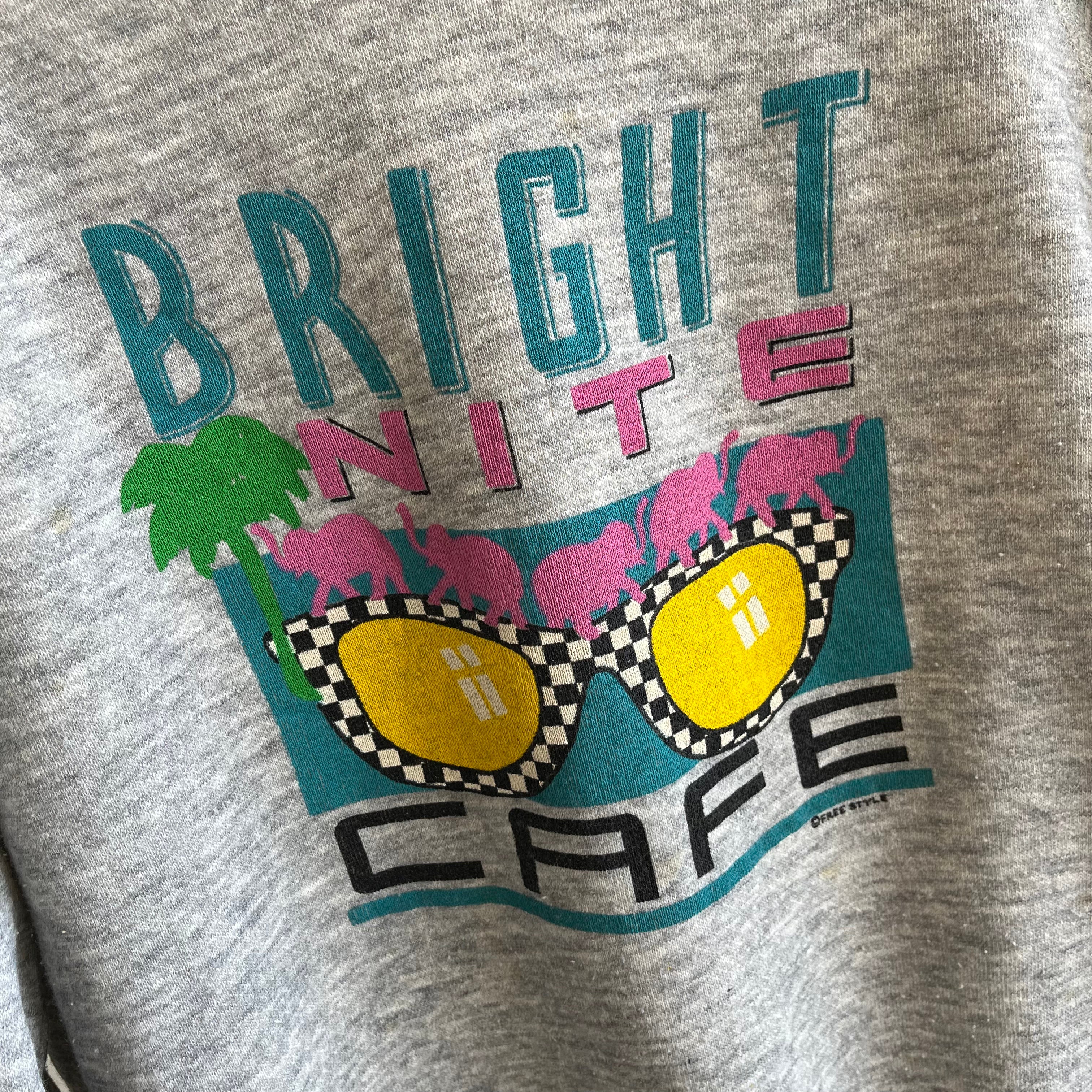 Sweat-shirt Bright Nite Cafe des années 1980