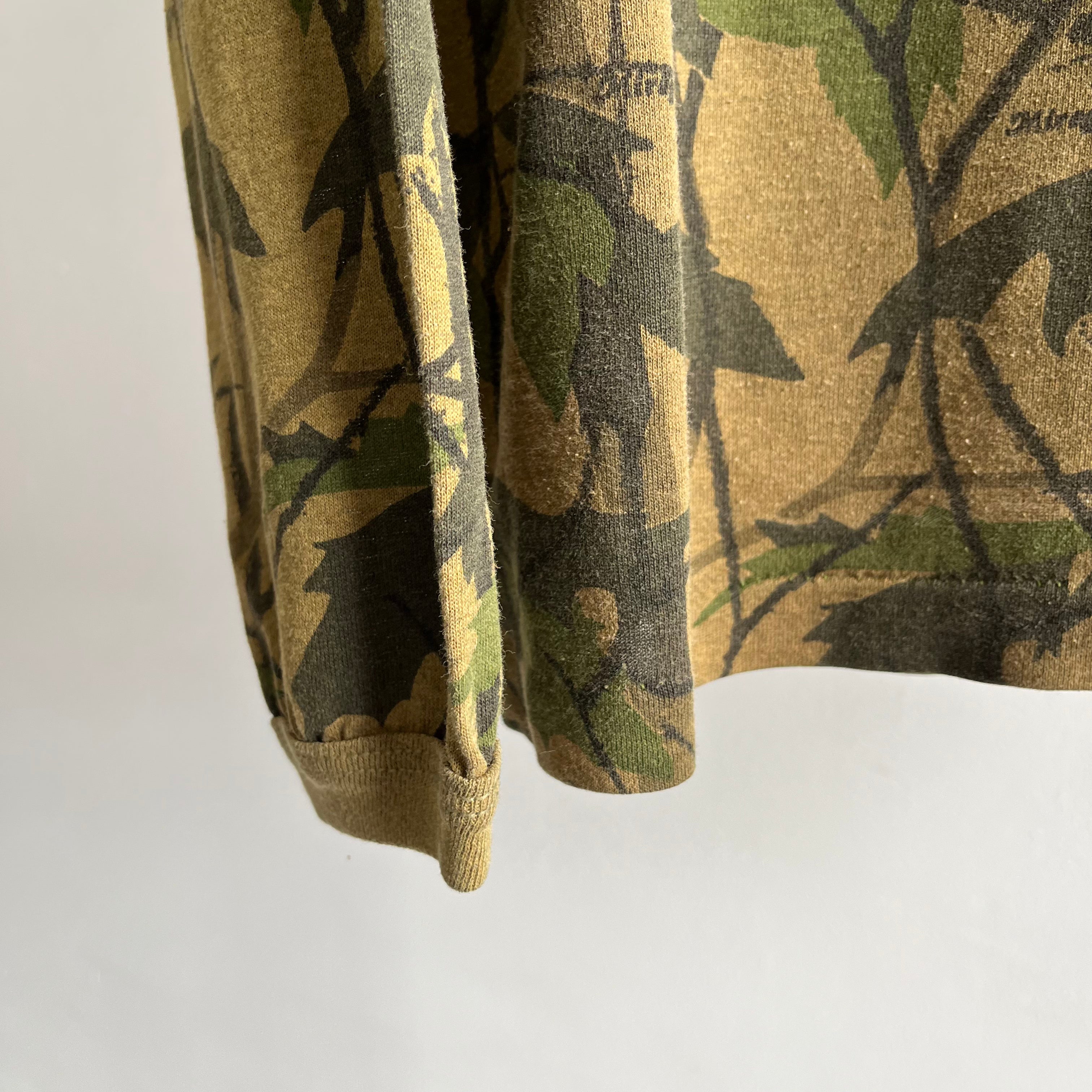 1980s Long Sleeve Bark/Tree Camo Soft and Slouchy T-Shirt