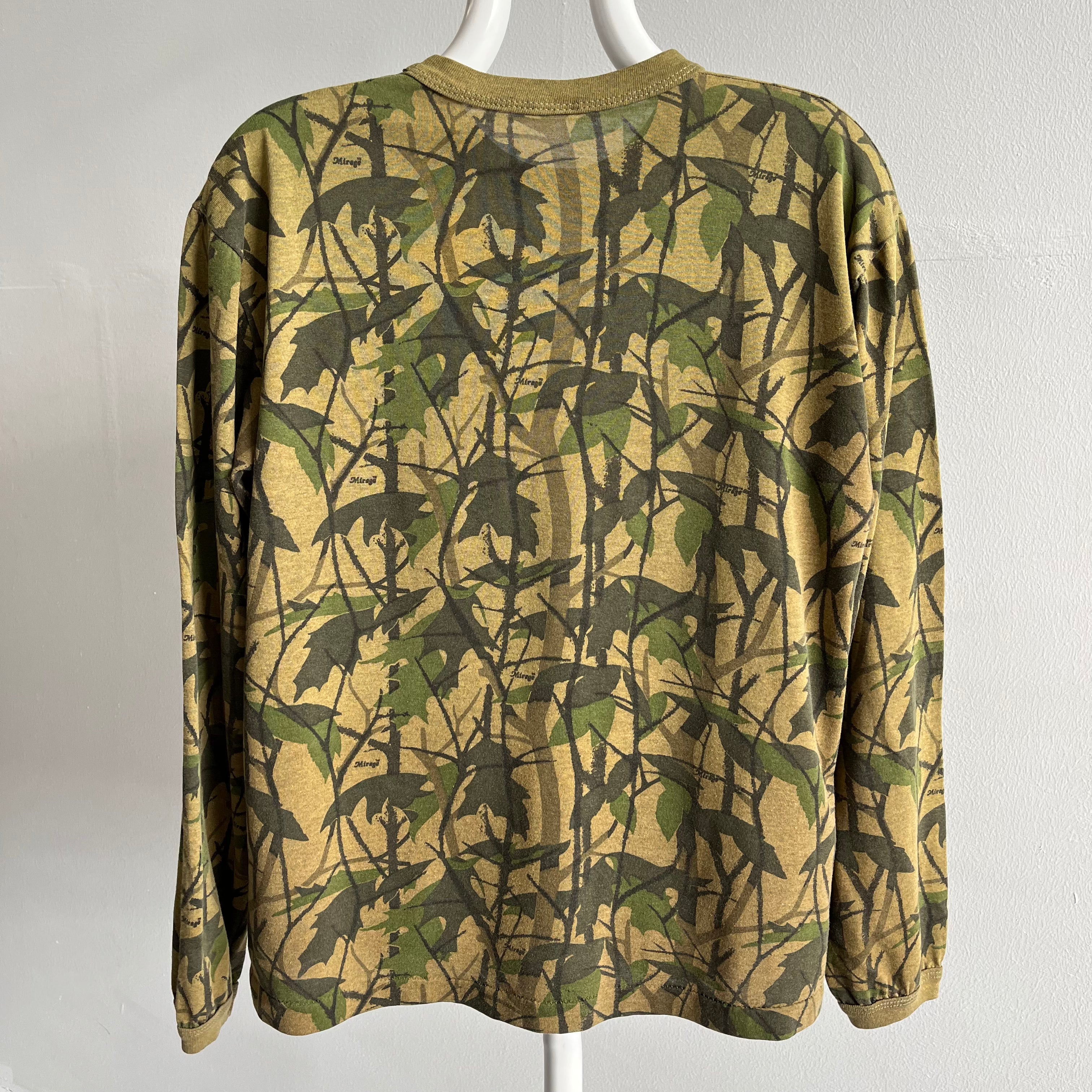 1980s Long Sleeve Bark/Tree Camo Soft and Slouchy T-Shirt