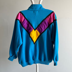 1980s Active Grandma Mock Neck Sweatshirt AVEC Poches