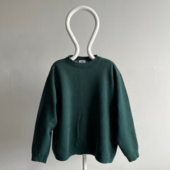 1990s Heavyweight Dark Green Sweatshirt with Mending