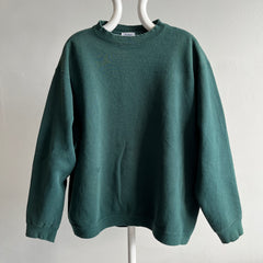 1990s Heavyweight Dark Green Sweatshirt with Mending