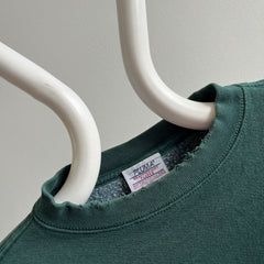 1990s Heavyweight Dark Green Sweatshirt with Mending