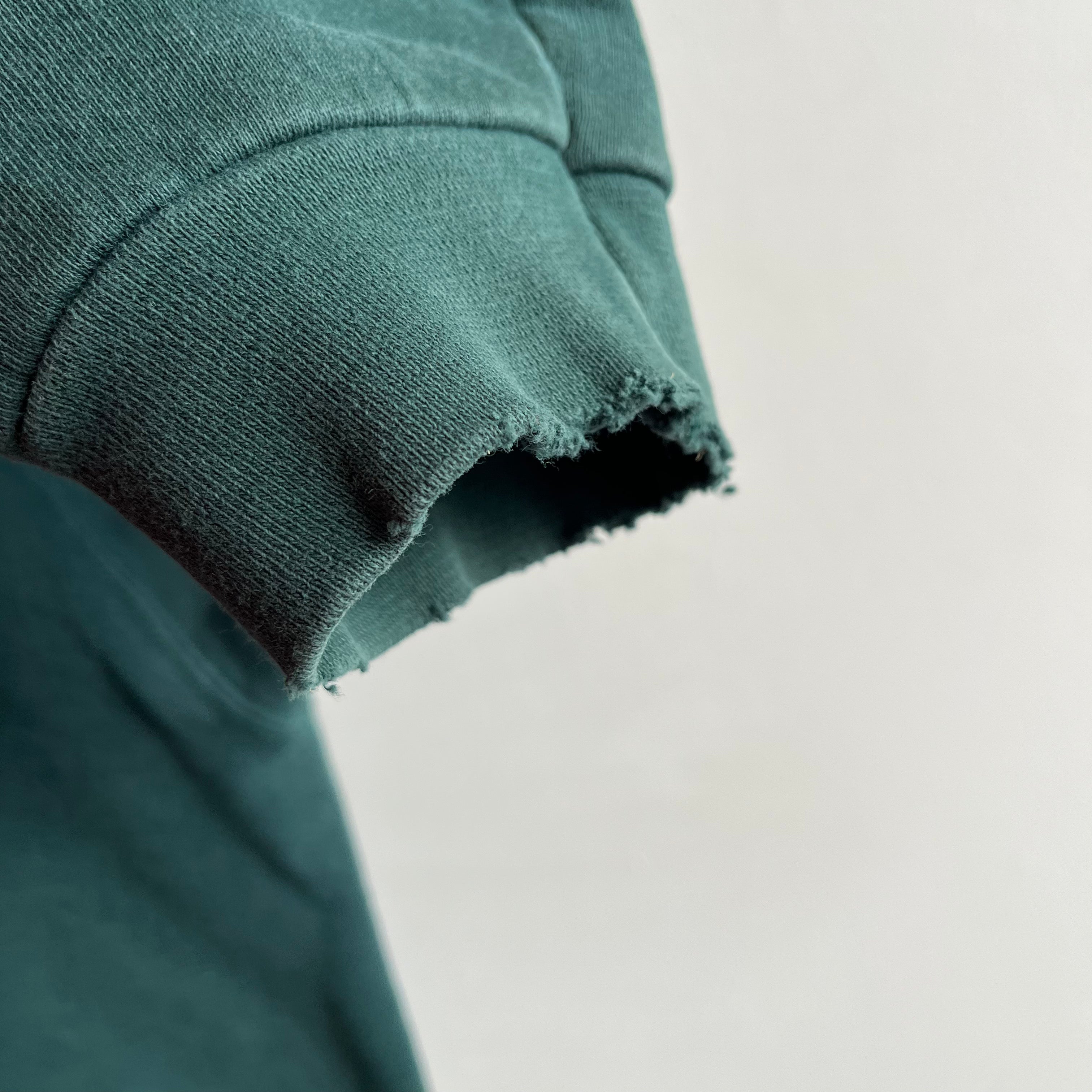 1990s Heavyweight Dark Green Sweatshirt with Mending