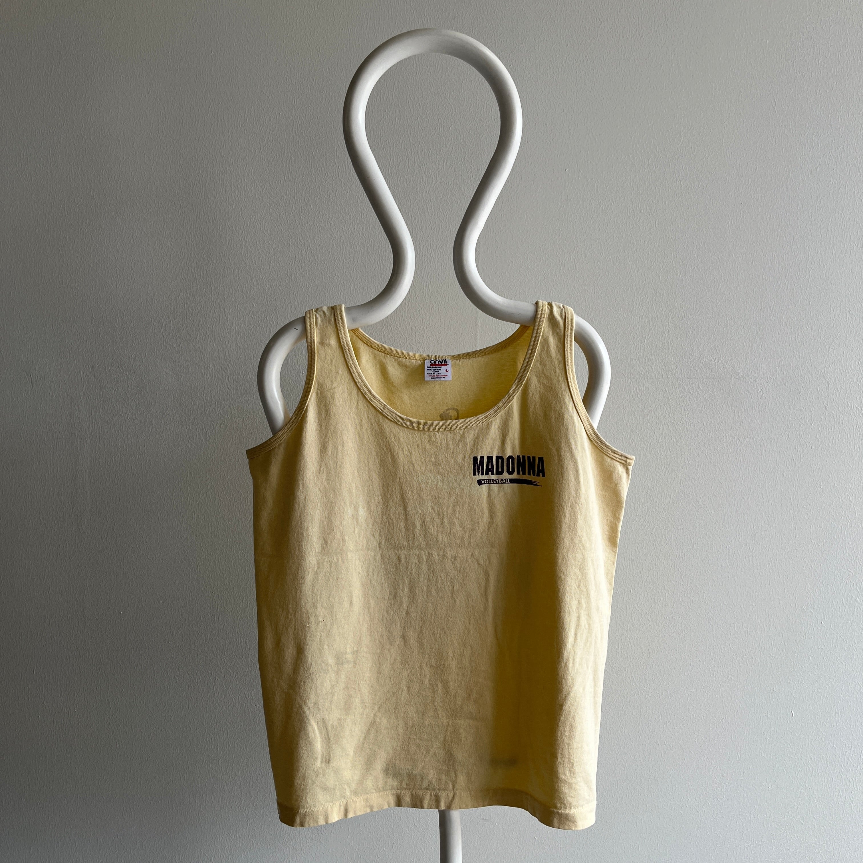 1990s Madonna Volleyball Cotton Tank Top by Anvil