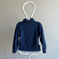 1980s Classic Smaller Size Navy Pullover Hoodie