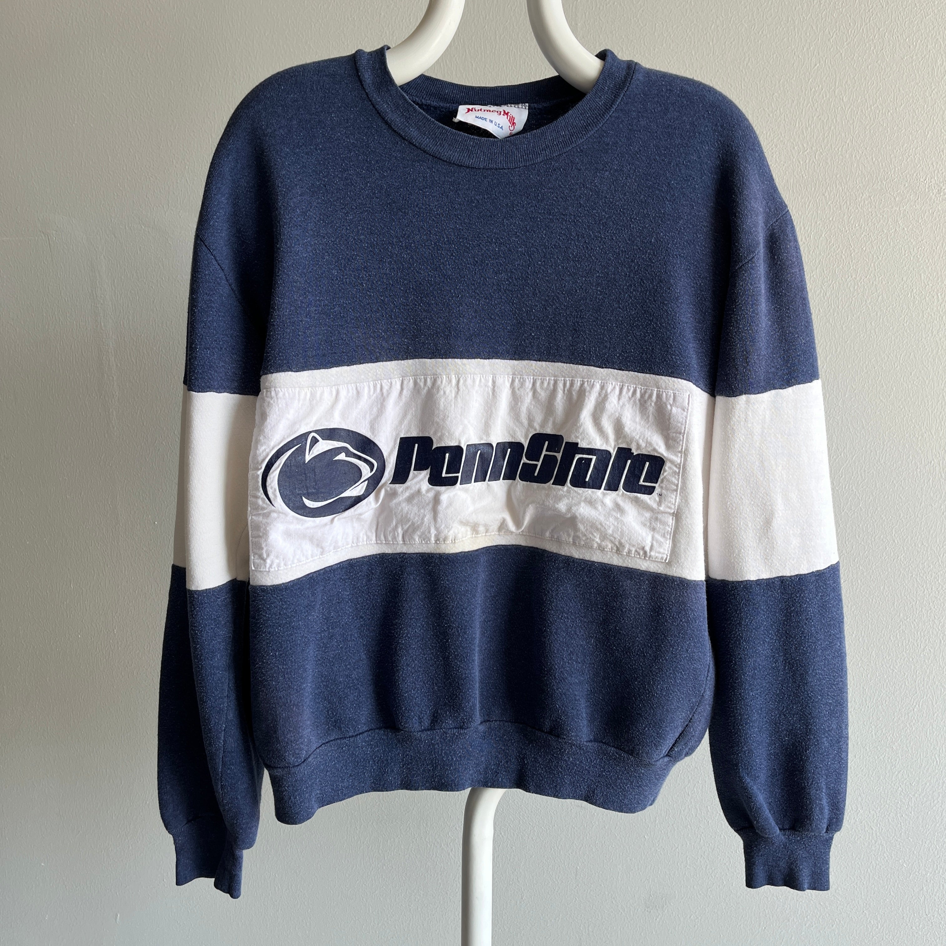 Sweat Penn State Color Block des années 1980 par Nutmeg Mills