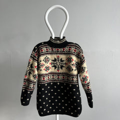 1990s Hand Knit Jones New York Winter Mock Neck Sweater