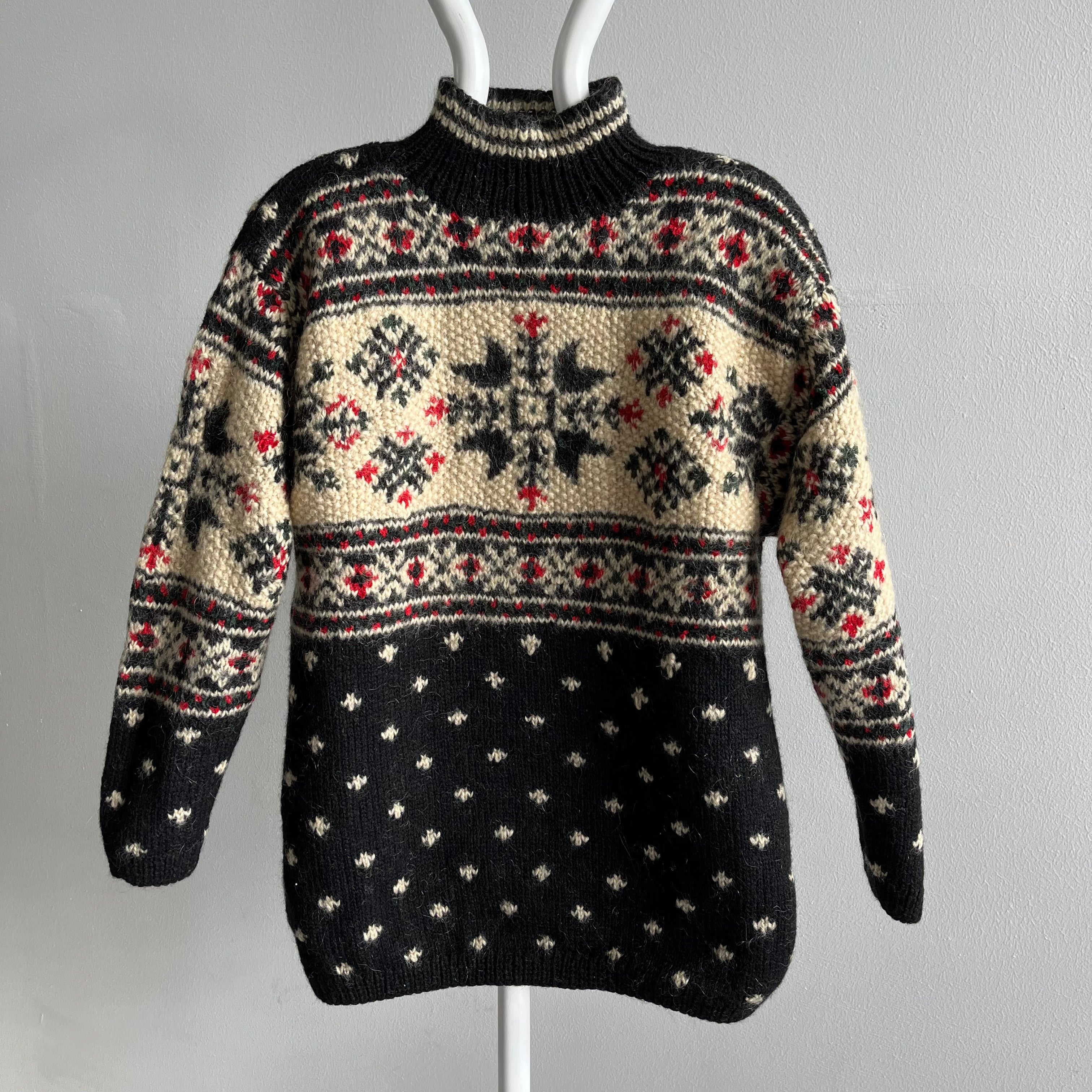 1990s Hand Knit Jones New York Winter Mock Neck Sweater