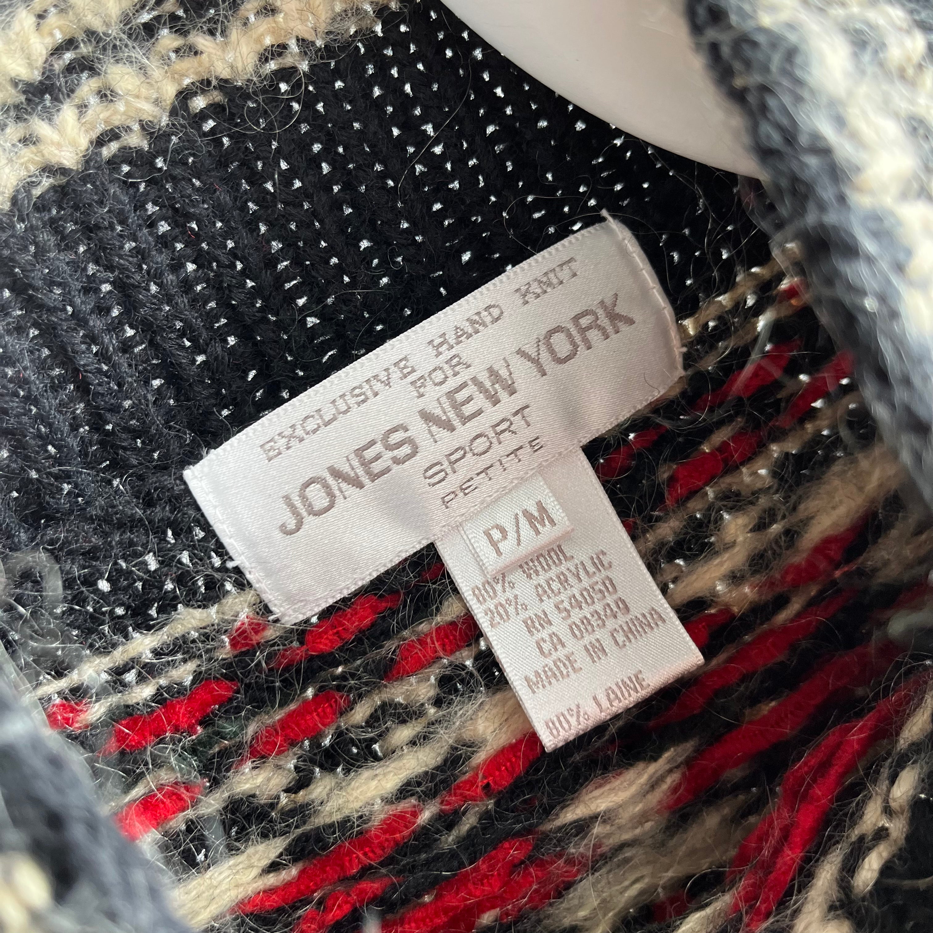 1990s Hand Knit Jones New York Winter Mock Neck Sweater
