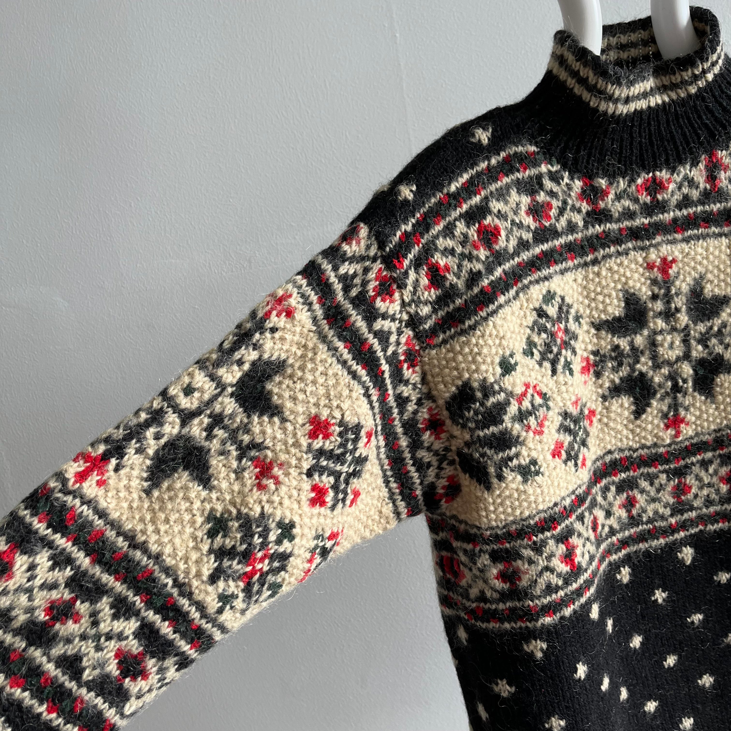 1990s Hand Knit Jones New York Winter Mock Neck Sweater