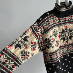 Pull à col montant d'hiver Jones New York des années 1990 en tricot à la main