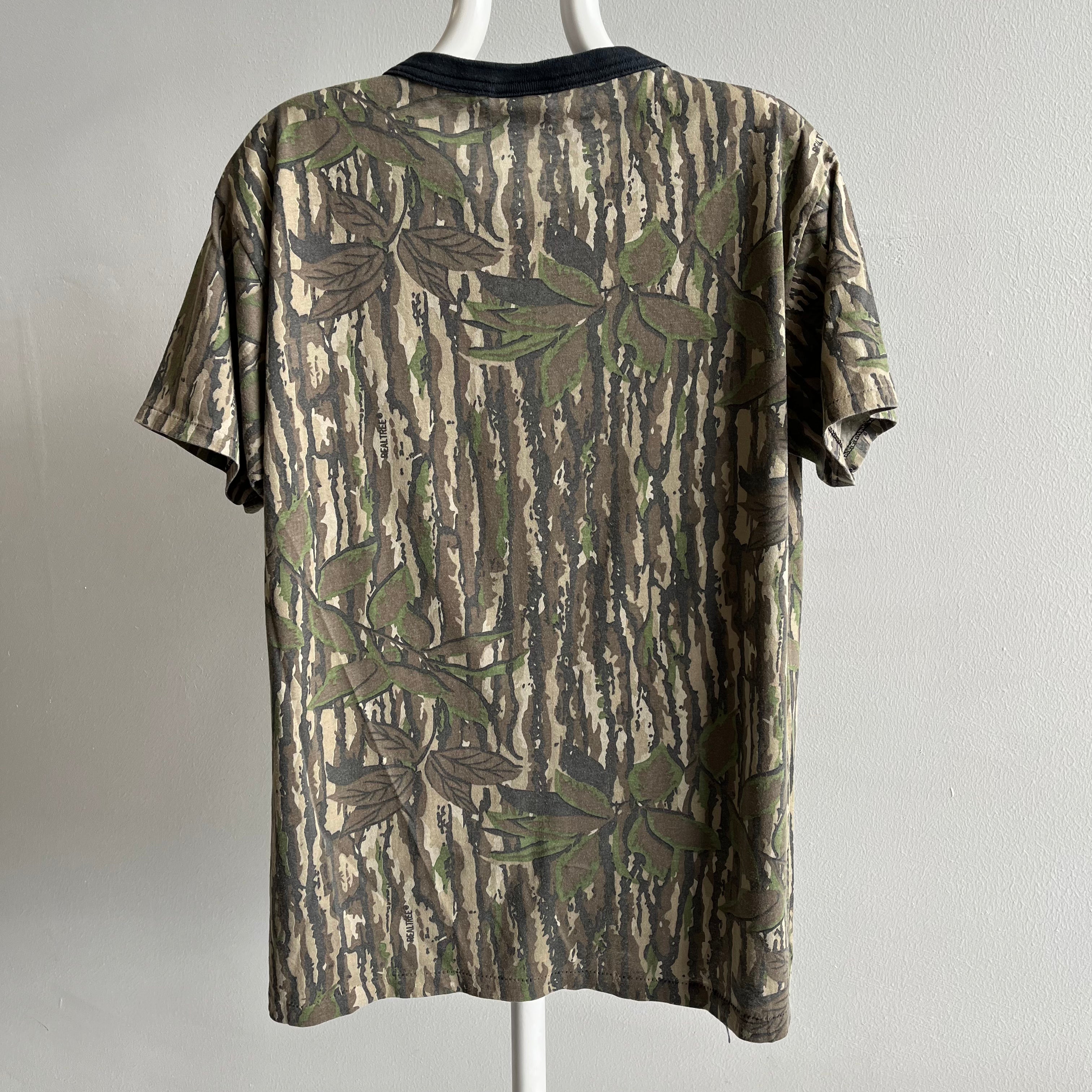 1980/90s Real Tree Camo t-Shirt with a Rolled Neck and Pocket