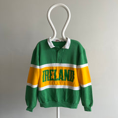 1980s Ireland Tri Colored Collared Henley Sweatshirt !!!