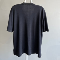 1980s Soft Knit Blank Black V-Neck T-Shirt